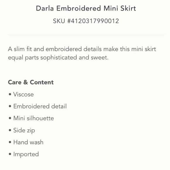 NWT Anthro Darla Embroidered Mini Skirt - Picture 6 of 7